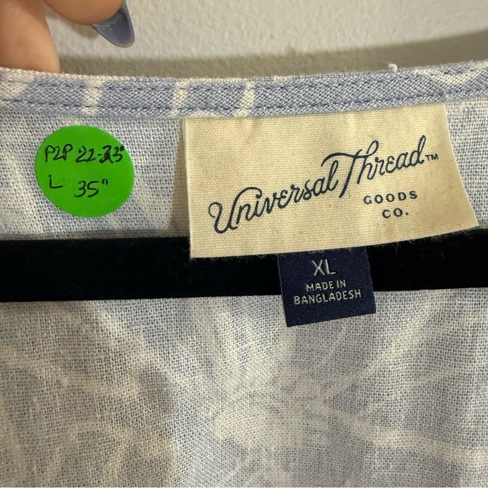 Universal Thread Linen Blend Blue and White Floral Dress Size XL - Picture 5 of 5